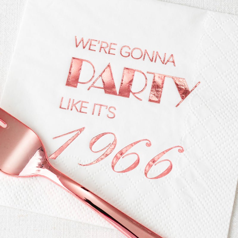 Crisky 60th Birthday Cocktail Napkins Rose Gold for Women 60th Birthday Party Decorations for Cake Dessert Berverage Table, 60th Birthday Party Supplies,50 Pcs Disposable Napkins, 3-Ply - Image 5